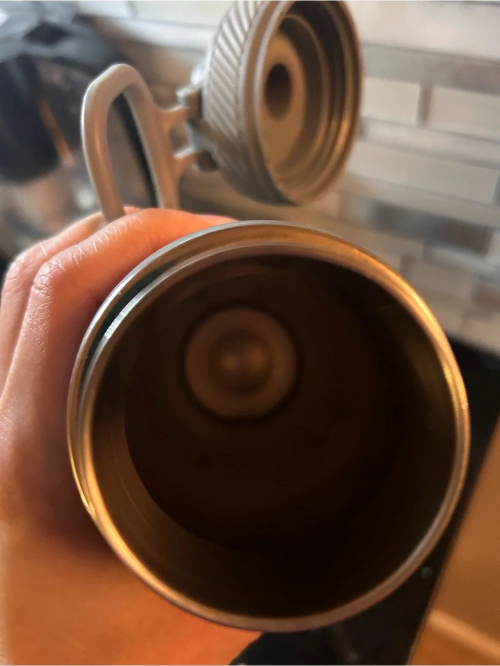 One gray lululemon water bottle metal screw on cap 120z